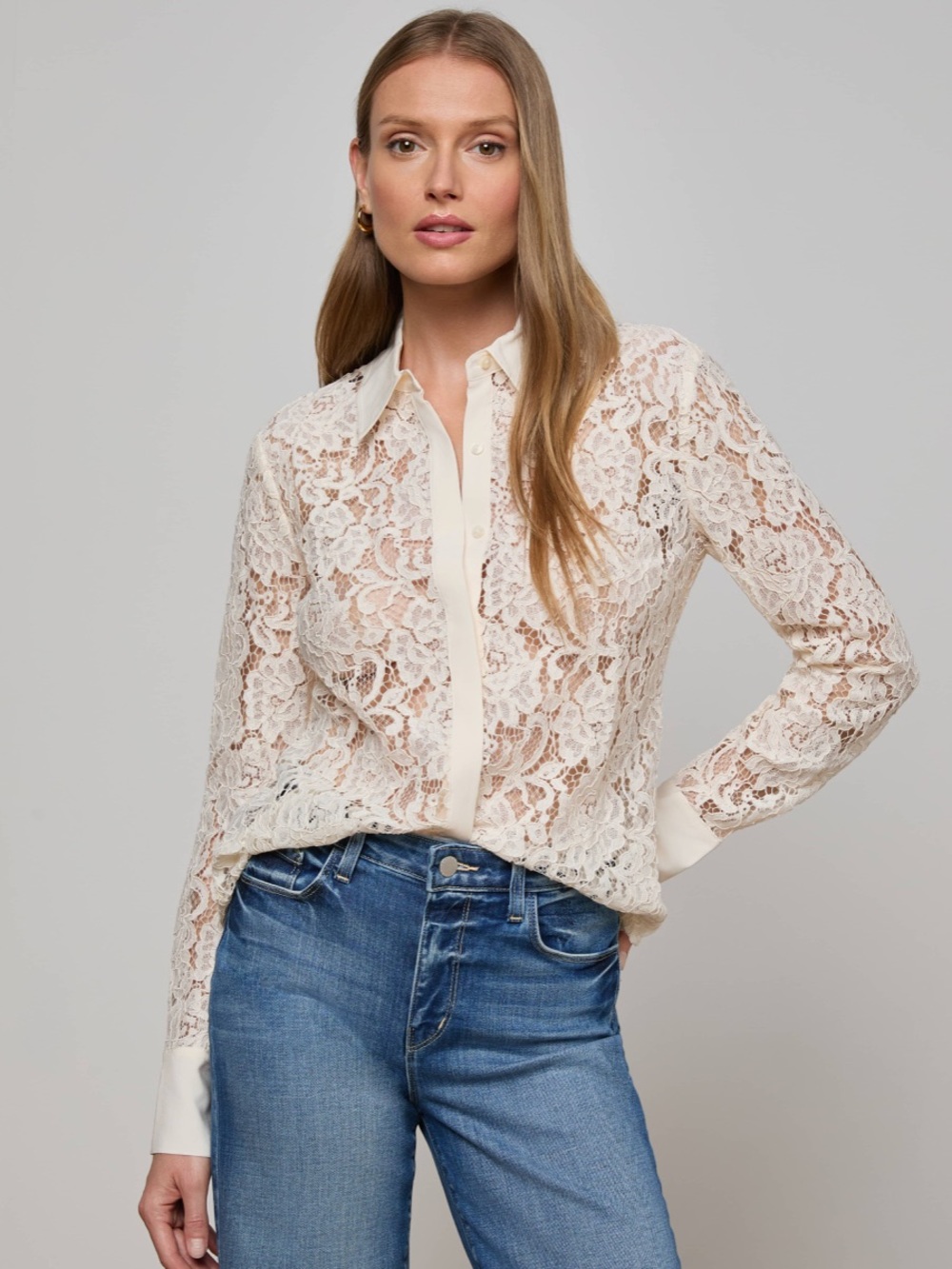 LIKE NEW L’AGENCE Maia Lace Blouse